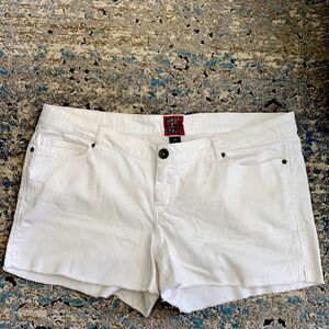 Torrid White Raw Hem Denim Jean Shorts